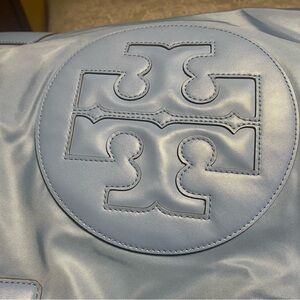 Tory Burch Large Ella Ash/ Light Blue Leather Bag 17”
